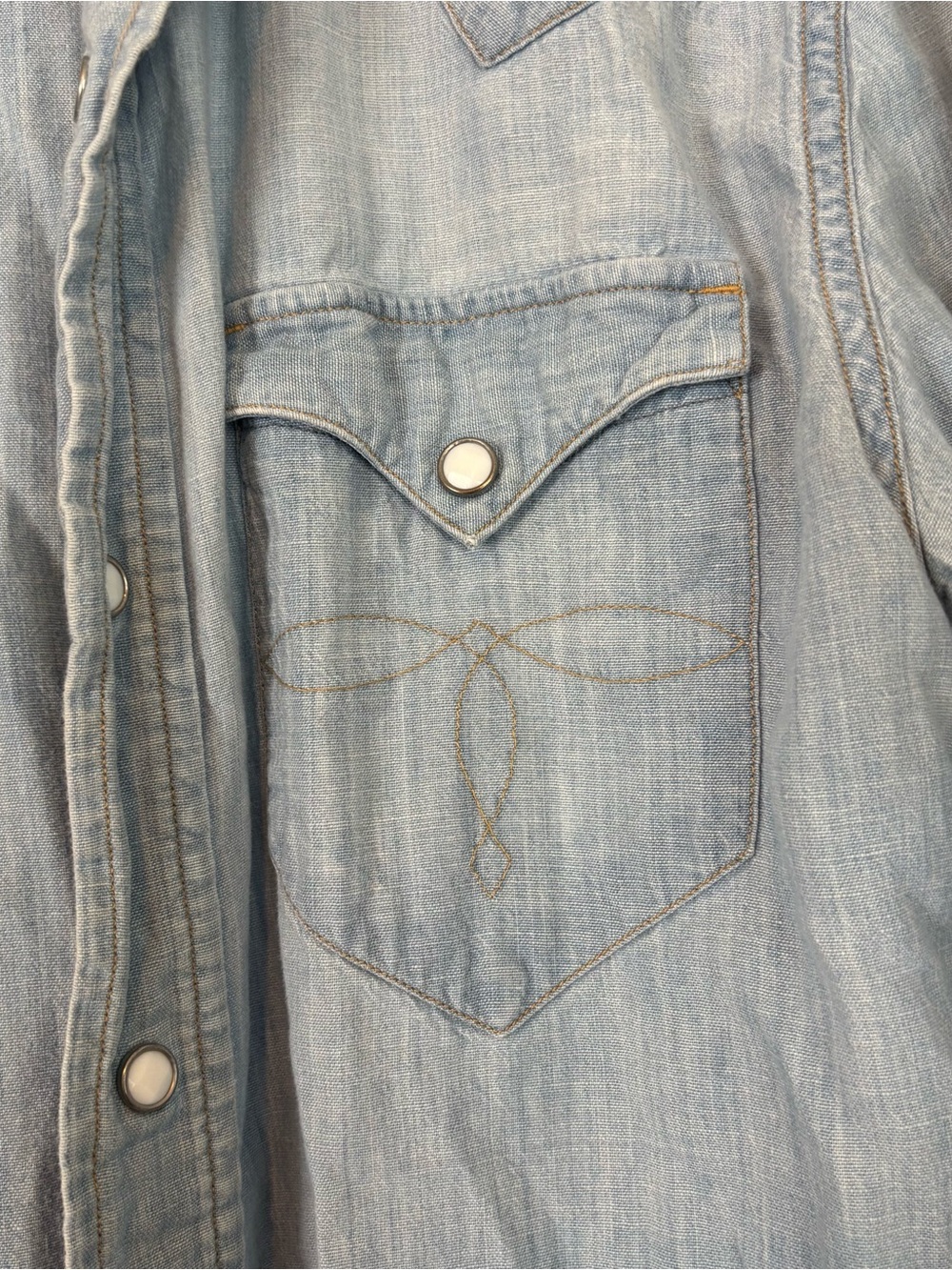 RRL by Ralph Lauren Women's Light Wash Denim Western Shirt Size Medium - Picture 2 of 8